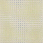 Woven fabric in a geometric grid print in yellow and blue on a tan field.