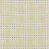 Woven fabric in a geometric grid print in yellow and blue on a tan field.