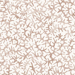 Detail of wallpaper with small scale coral design in brown on white. 