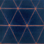 Handknotted rug with  blue and orange geometric pattern 