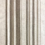 Detail of wallpaper in an irregular stripe print in shades of brown and cream.