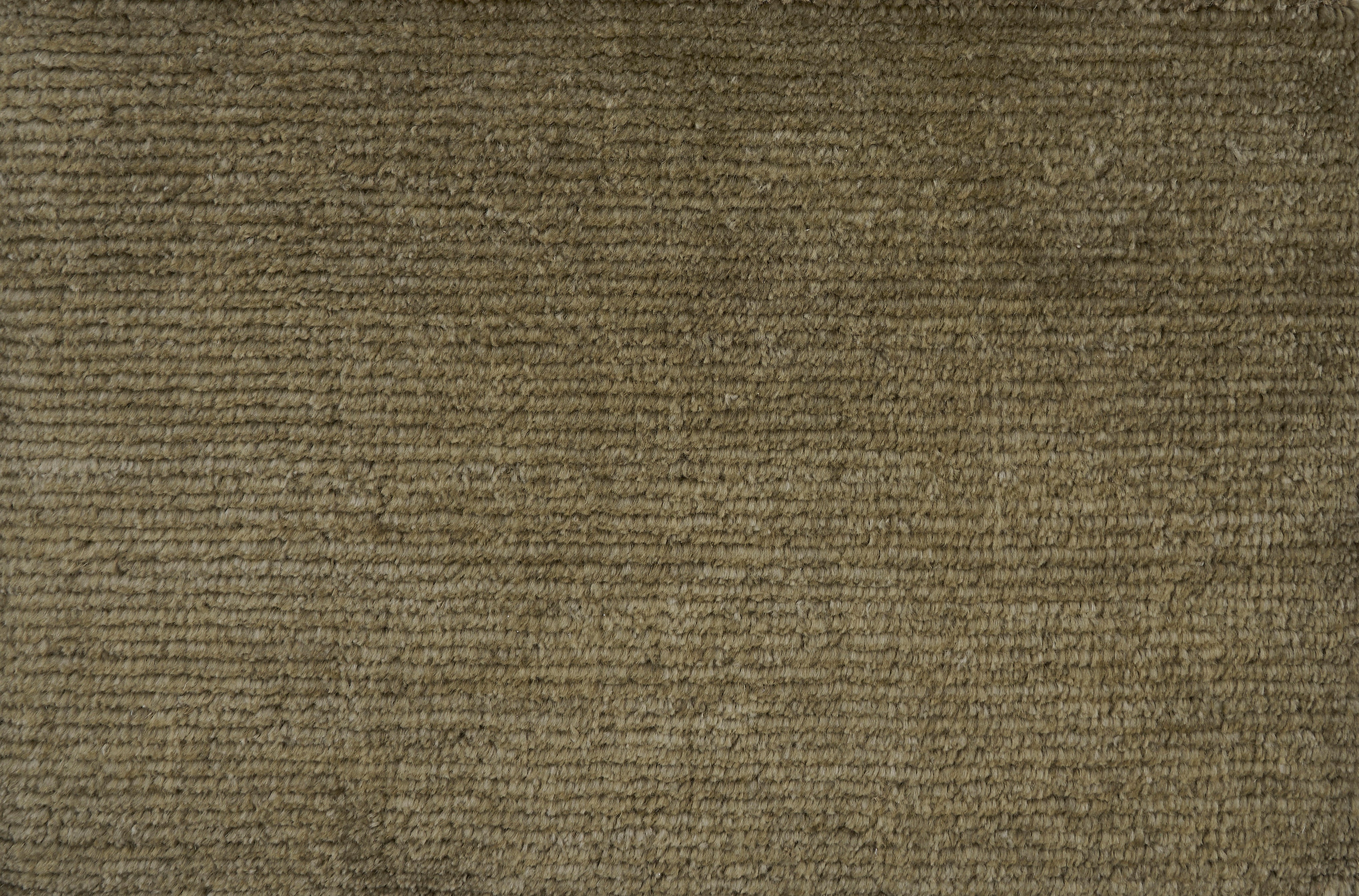 Broadloom carpet solid ribbed cut pile in olive green. 