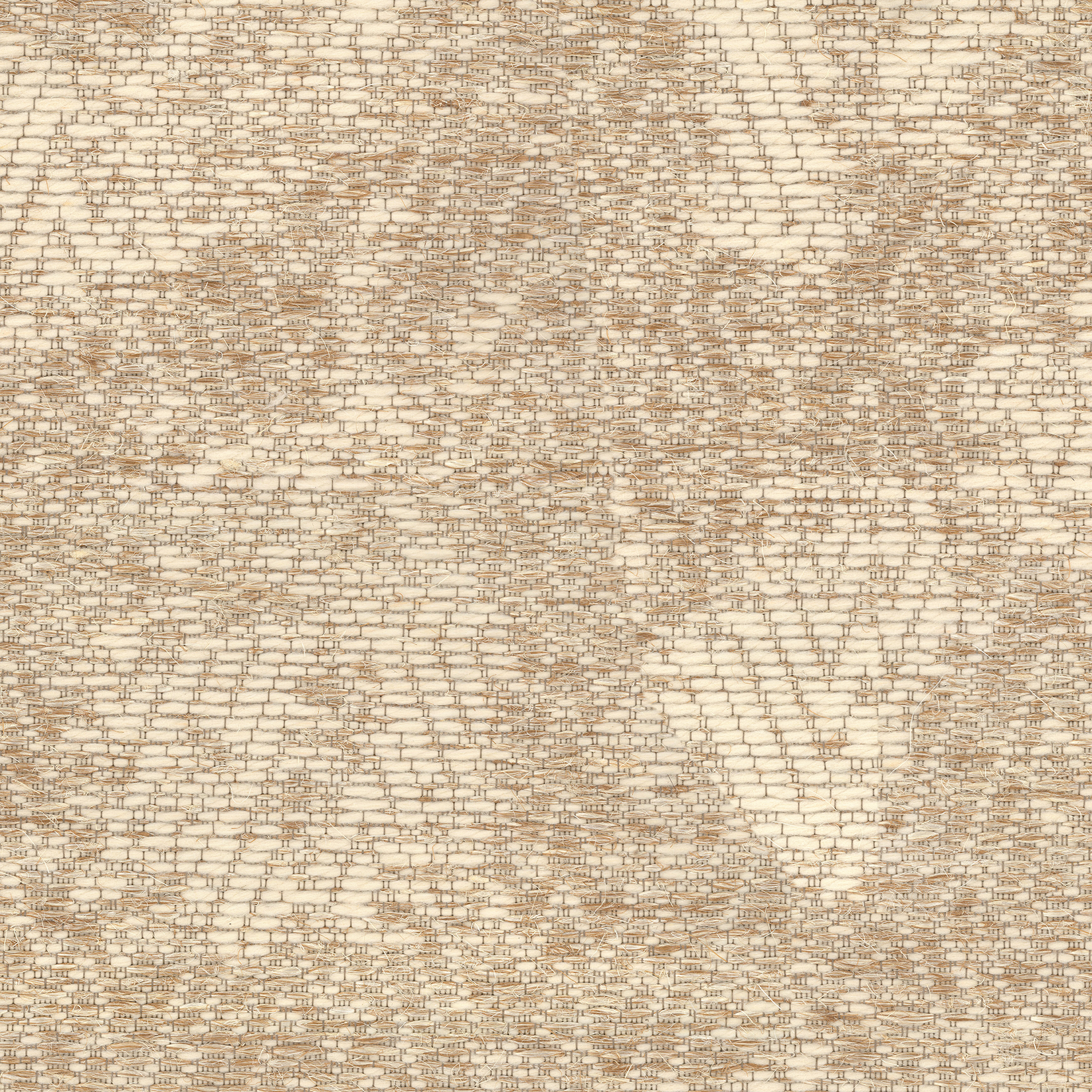 Broadloom carpet in a textural diamond pattern in ivory wool and sisal.