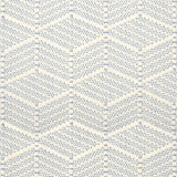 Broadloom in a dimensional herringbone stripe in cream and blue
