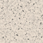 Patterned wallpaper with handsketched floral design in grey on cream