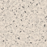 Patterned wallpaper with handsketched floral design in grey on cream