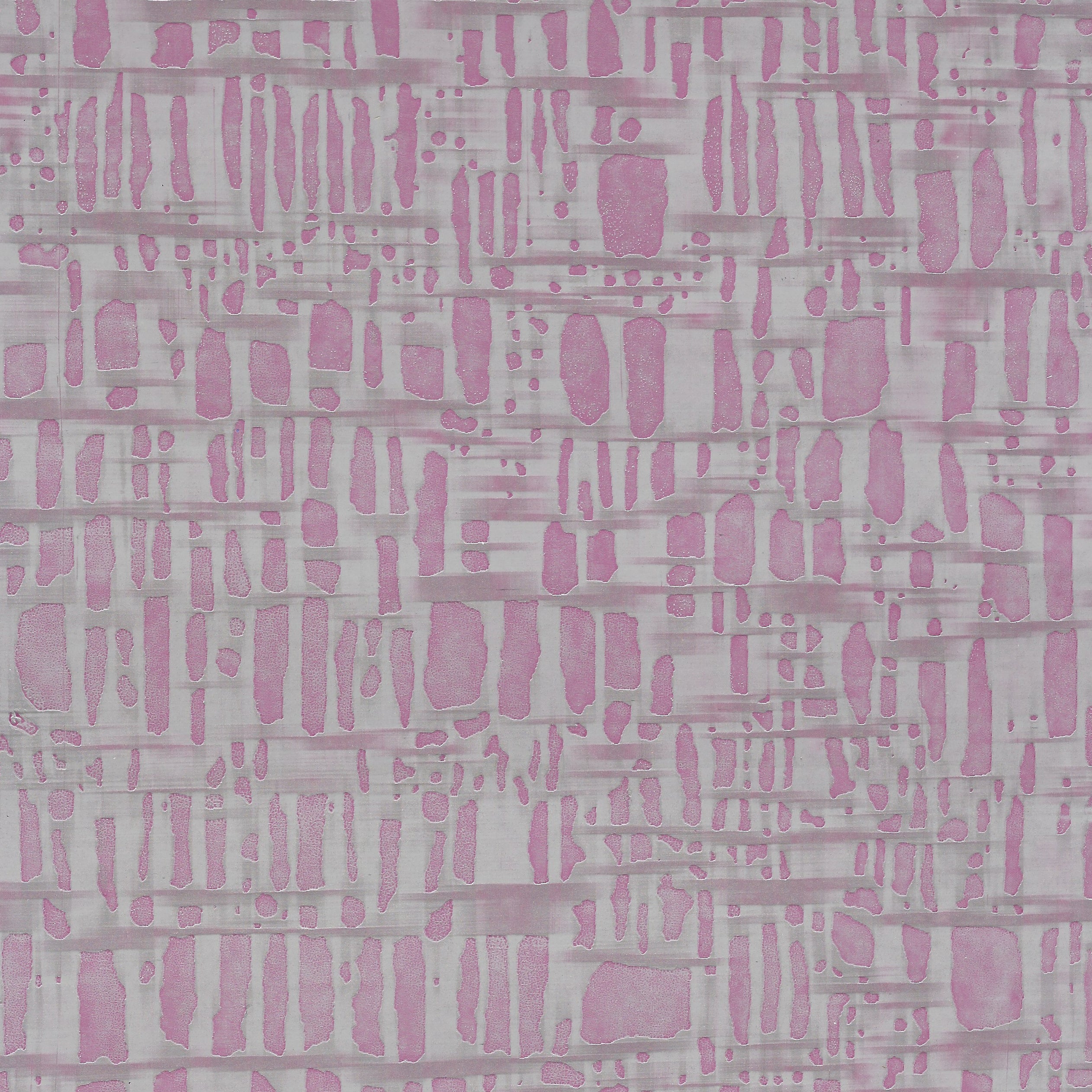 Detail of wallpaper in a textural grid print in shades of purple and gray.