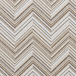 Broadloom carpet in a bold chevron pattern in shades of white, brown and beige.