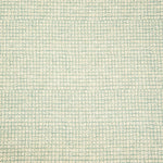 Detail of fabric in a textural basketweave print in teal on a cream field.