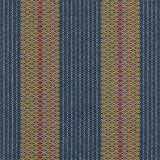 Striped brown flatweave runner in blue and tan with red 