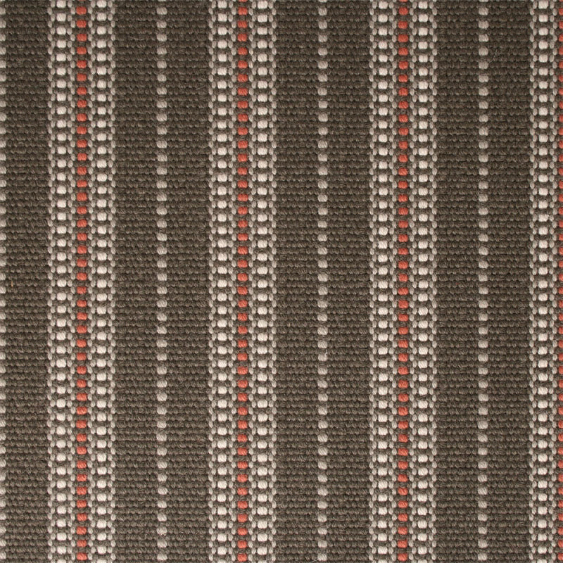 Striped flatweave runner in brown red on white stairs