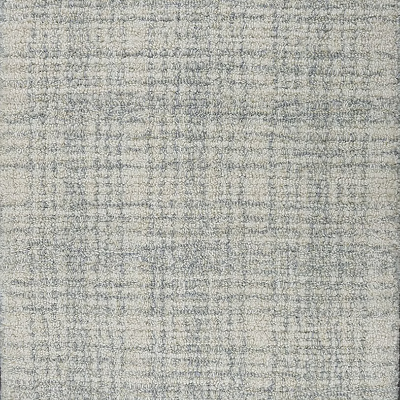 Broadloom carpet with subtle plaid pattern in cream and light blue