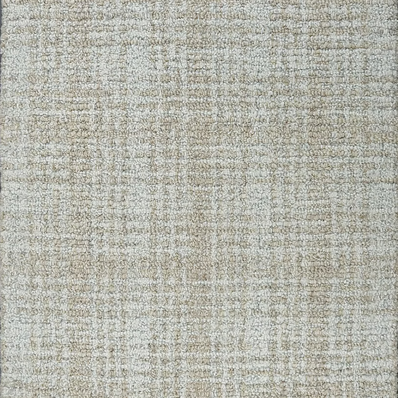 Broadloom carpet with subtle plaid pattern in cream and beige.