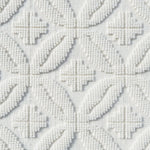 Handmade rug with classic circle lattice design in white. 