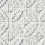 Handmade rug with classic circle lattice design in white. 