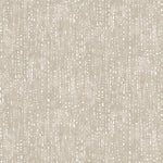 Painterly small-scale dashed dot print in white on a soft taupe watercolor field.
