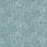 Painterly small-scale dashed dot print in white on a soft peacock blue watercolor field.