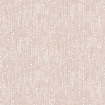 Painterly small-scale dashed dot print in white on a soft pink watercolor field.