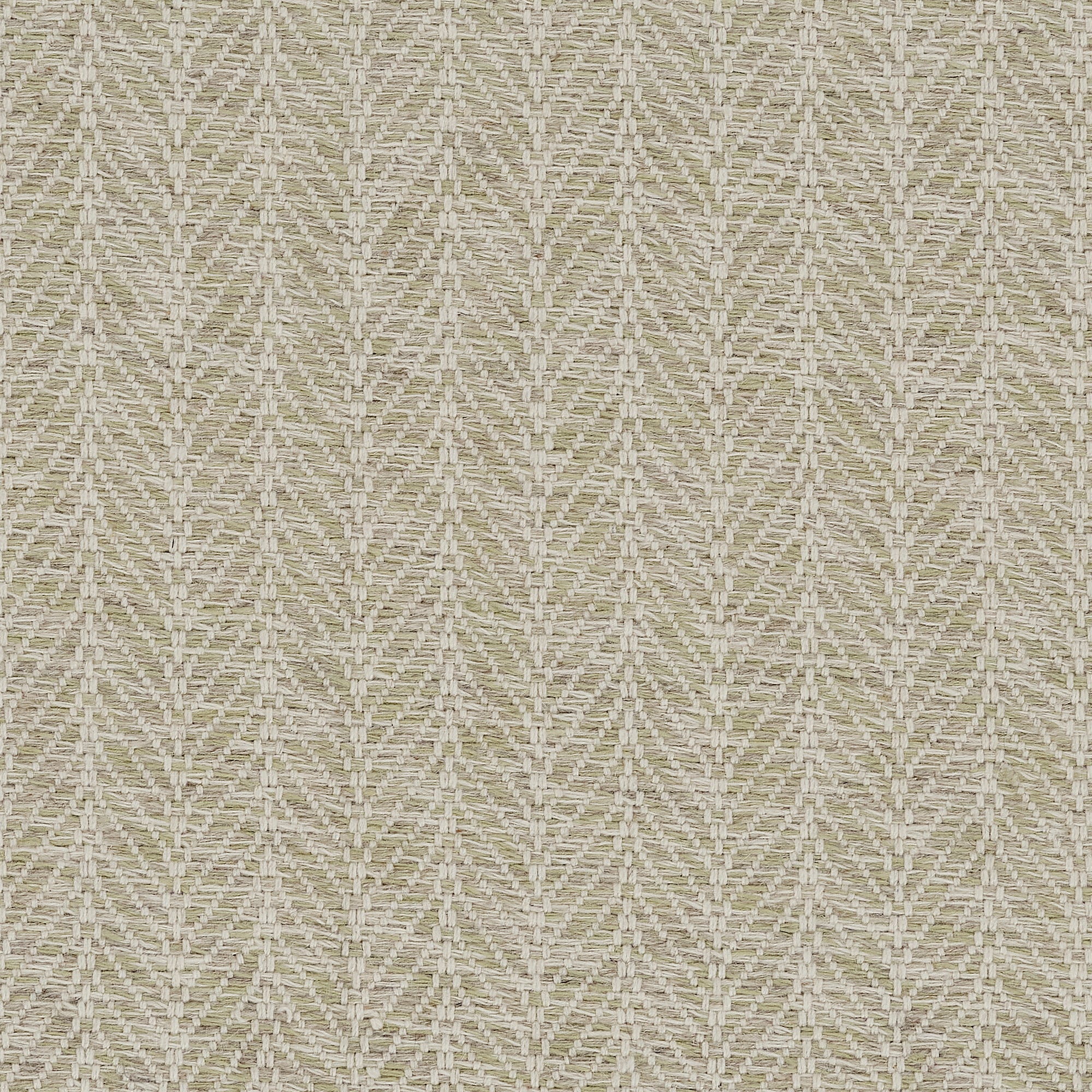 Broadloom carpet in a textural herringbone pattern in cream and pale sage green.