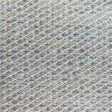 Handwoven rug with small scale diamond lattice in blue on a brown field. 