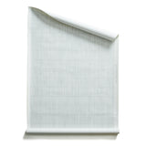 Roll of wallpaper with dashed striped grid in white on cool blue. 