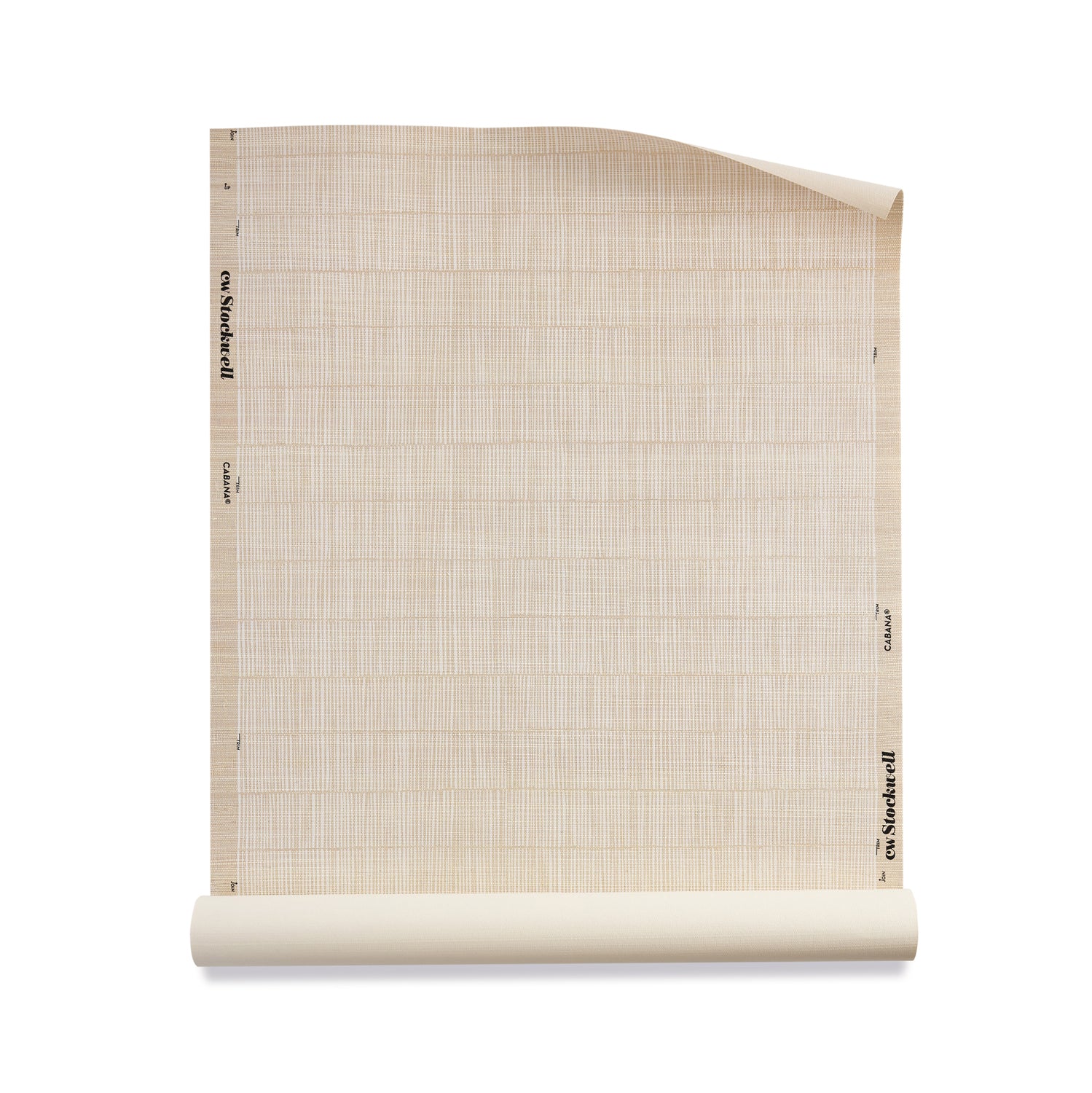 Roll of grasscloth with dashed striped grid in tonal beige. 