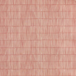 Close up of grasscloth with dashed striped grid in cream on clay pink.