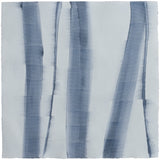 Sheet of hand-painted wallpaper with an irregular combed stripe pattern in navy on a white field.