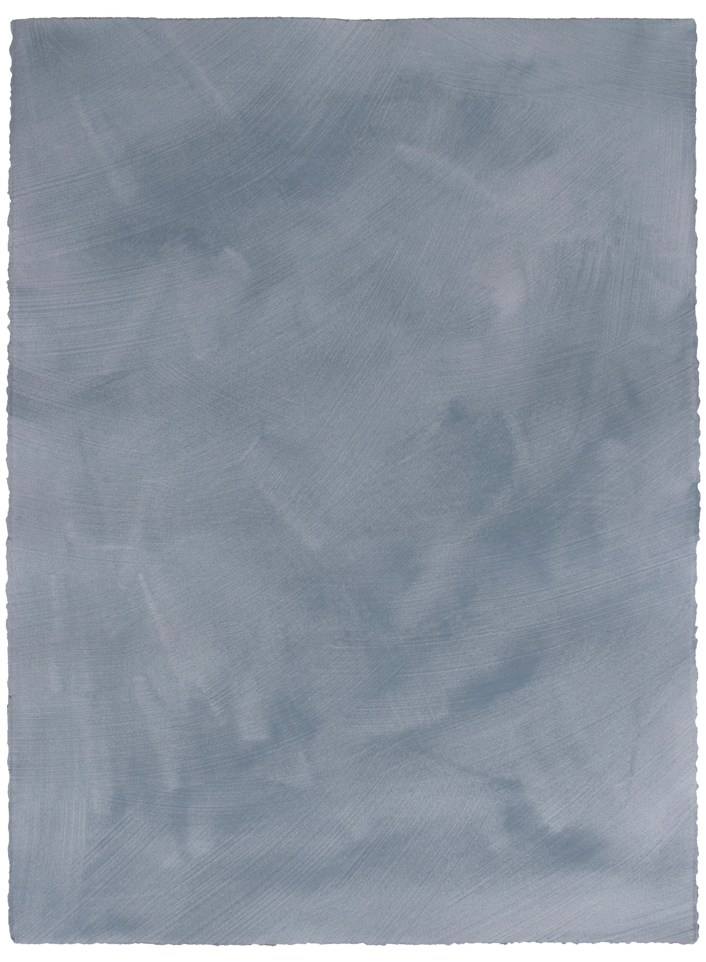 Sheet of hand-painted wallpaper in blue gray with an irregular brushed texture.