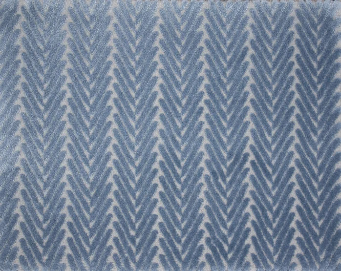 Broadloom carpet swatch in herringbone pattern blue color
