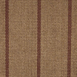 Broadloom carpet in camel brown with a crimson red widely placed pinstripe