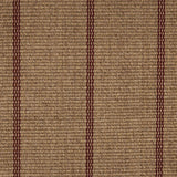 Broadloom carpet in camel brown with a crimson red widely placed pinstripe