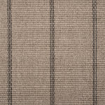 Broadloom carpet in oatmeal with a grey widely placed pinstripe