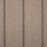Broadloom carpet in oatmeal with a grey widely placed pinstripe
