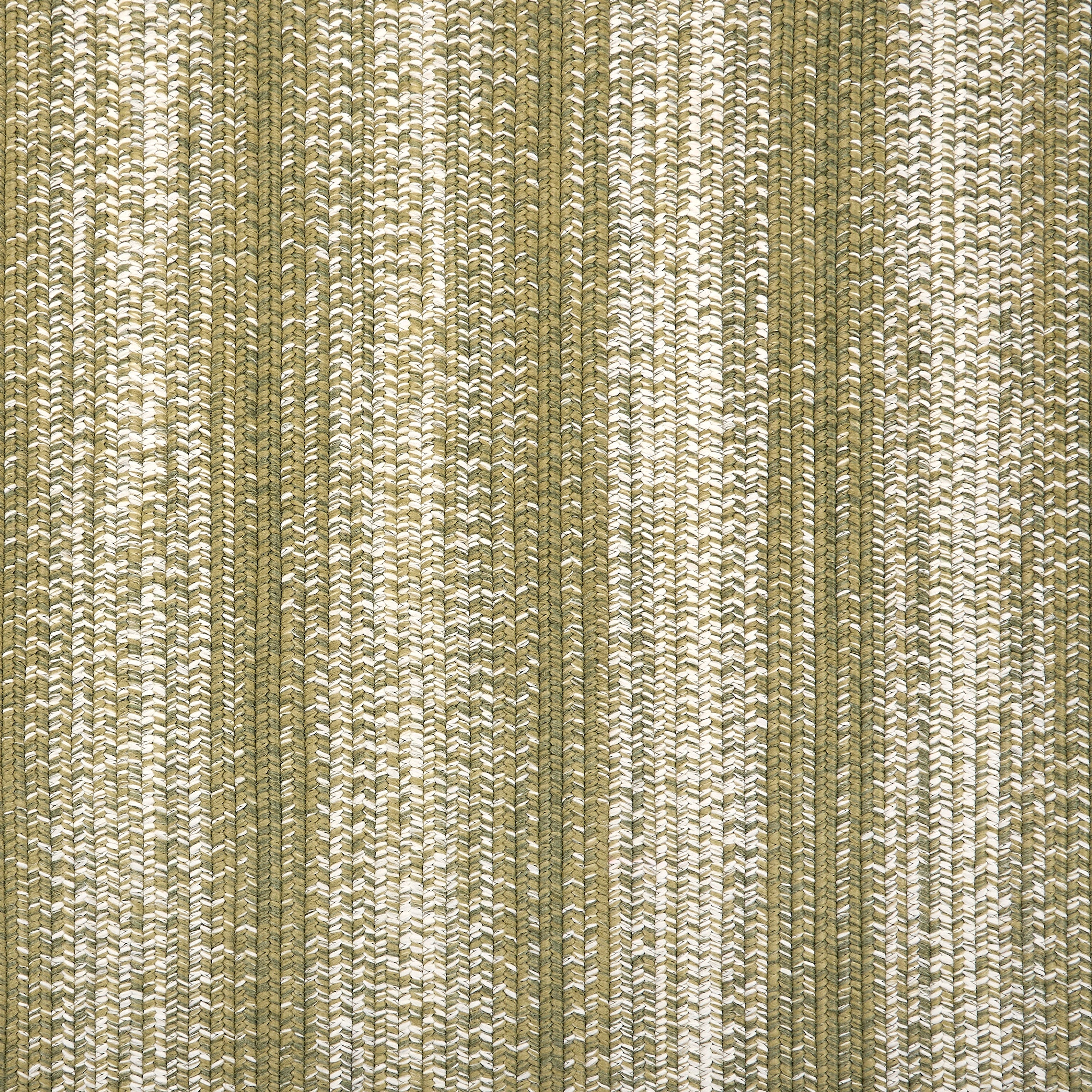 Broadloom carpet in a textural braided stripe in cream and green.