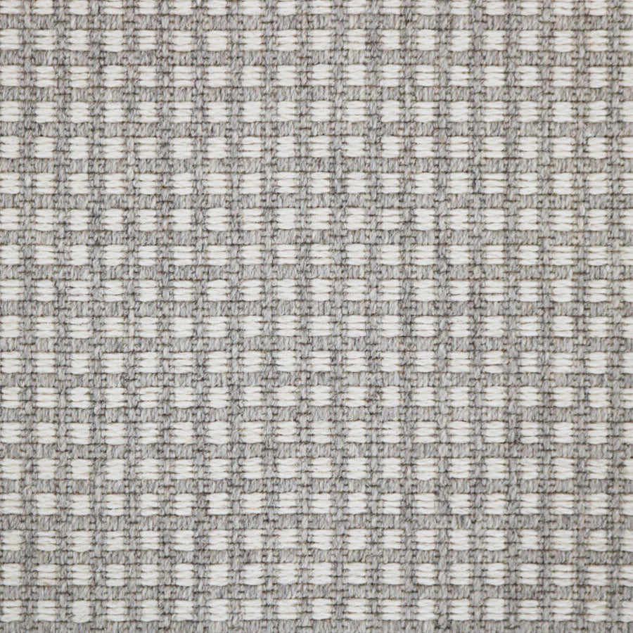 Broadloom carpet swatch in checkered pattern light grey color