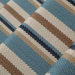 Striped flatweave runner in blue tan cream and black 