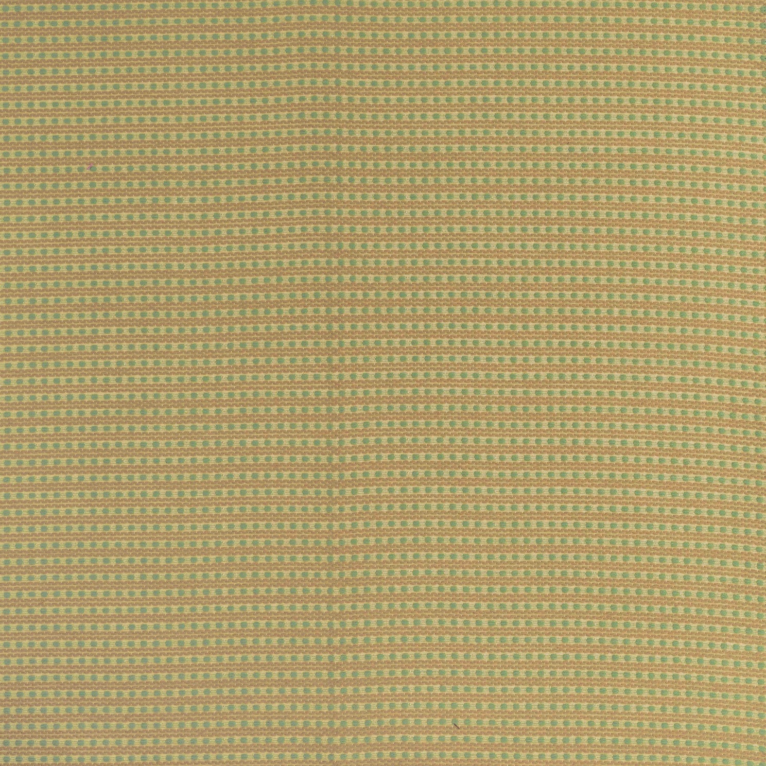 Patterned fabric with green dots and tan stripes on a white background