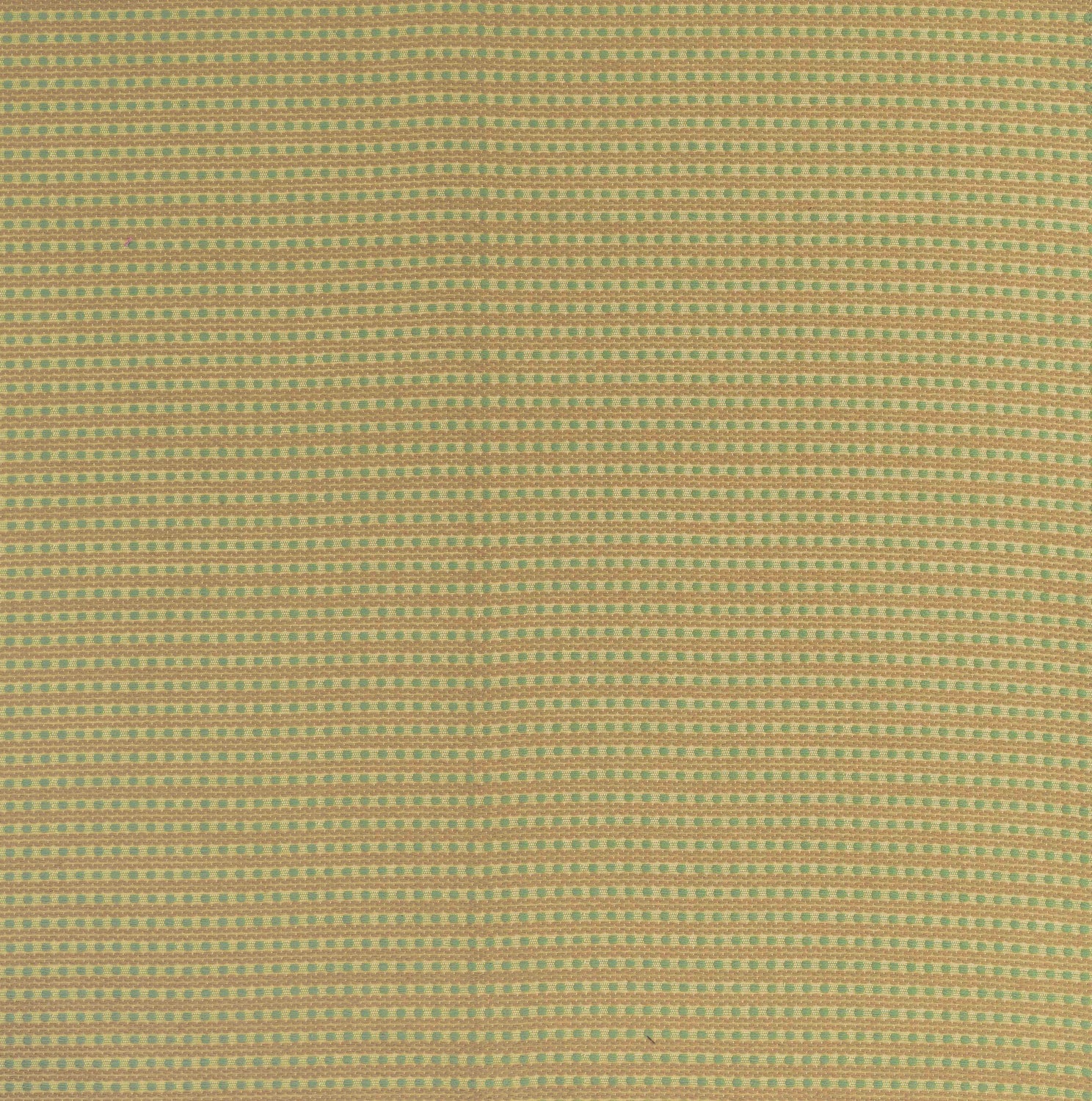 Patterned fabric with green dots and tan stripes on a white background