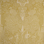 Decorative wallpaper with classical design elements on a gold background
