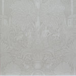 Wallpaper with a  classical illustrated pattern on a grey background