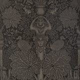 Decorative fabric pattern with intricate designs on a dark background