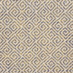 Broadloom carpet swatch in a geometric pattern in a blue yellow design