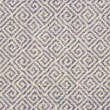 Broadloom carpet swatch in a geometric pattern in a blue white design