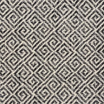 Broadloom carpet swatch in a geometric pattern in a black white design