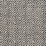 Broadloom carpet swatch in a geometric pattern in a black white design