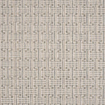 Patterned carpet with a geometric design in beige and white