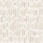 Close up of wallpaper in a linear check pattern in shades of warm ecru on a white field.