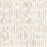 Close up of wallpaper in a linear check pattern in shades of warm ecru on a white field.