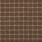 Broadloom carpet with windowpane pattern in dark brown. 